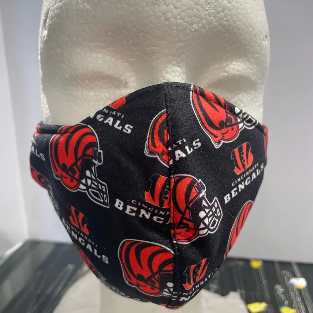Cincinnati Bengals NFL Team Color Face Mask Logo ~ Adjustable ear stretch laces